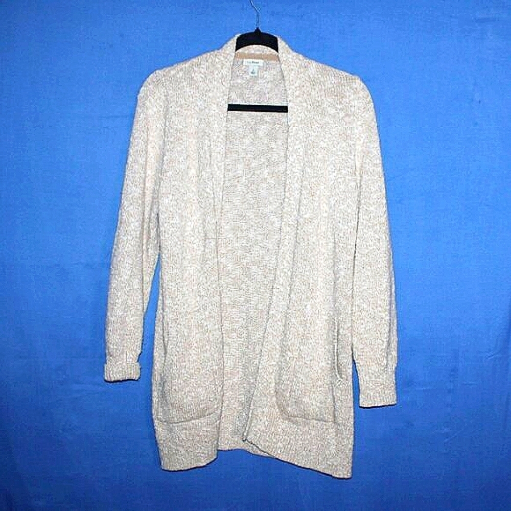 L.L.Bean Open Front Cardigan Oatmeal Petite Small